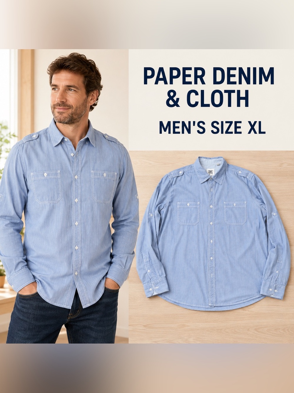 Paper Denim & Cloth Men's Light Blue Button-Down Shirt - XL